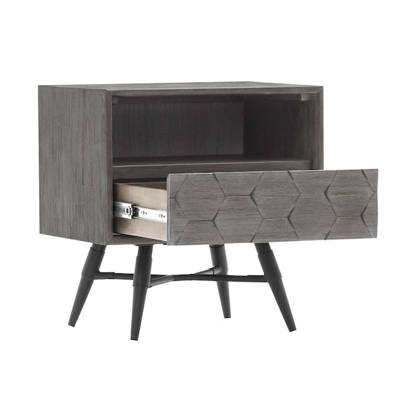 Makena 1 Drawer Night Stand In Grey Acacia Wood